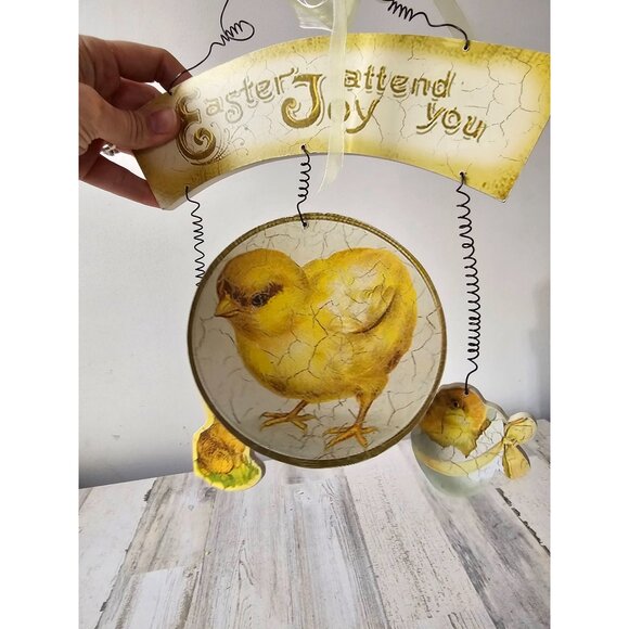Victoria trading Easter sign bunny rabbit chick spring decor shabby chic vintage - Picture 2 of 10